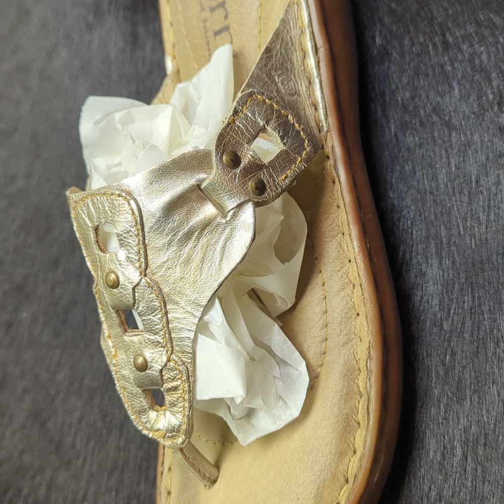Born Ladies Leather Sandals 8 Shoes Metallic - Picture 8 of 12
